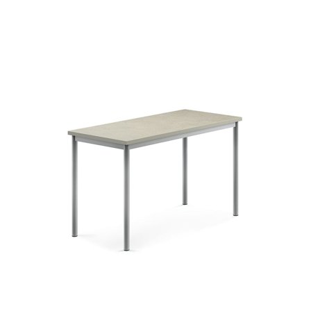 Desk SONITUS, 1200x600x720 mm, light grey linoleum, alu grey