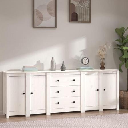 Vidaxl Skänk Vit 230x35x80 Cm Massiv Furu Vit