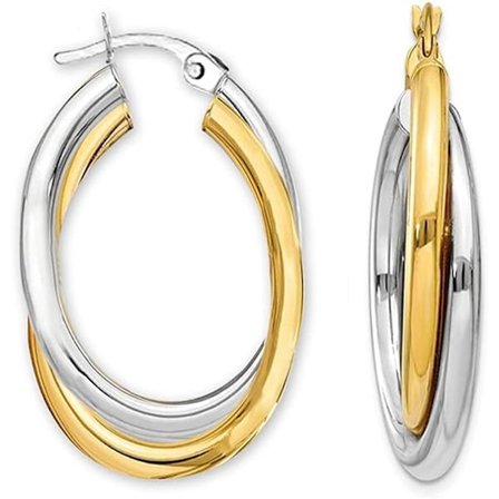 Sterling Silver Smycken Två-Toner Tre-Toner Ihopflätande Oval & R