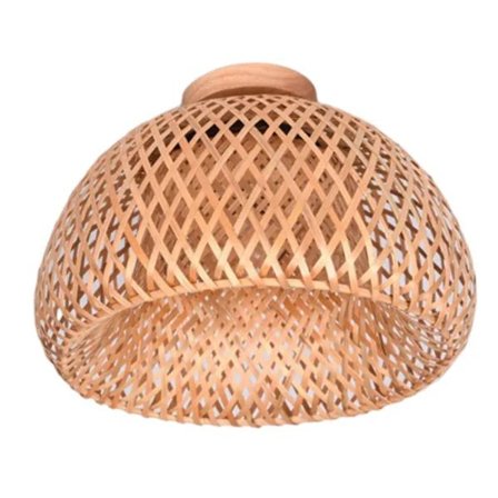 Bambu Wicker Rattan Loftlampe Indbygget Hængende til Stue Soveværelse Spisestue, 30X18cm