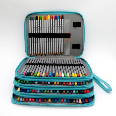 Lær Pennal for 168 Blyanter. Profesjonell eller Amatør Tegner blå