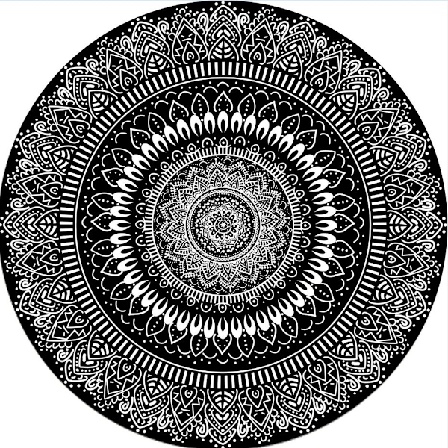 Innendørs og utendørs teppe rundt rundt blomsten svart 120x120cm innendørs og utendørs KLB