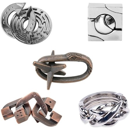 5-pakning med trådpuslespill for hjernetrim, tankespill, IQ-test, puslespill, pedagogisk spill, gave til barn