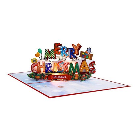 Joulukortti Valot & Musiikki Joulukortti Musiikillinen Joulukortti Joululaulu 3D Popup-kortit Joulukortti