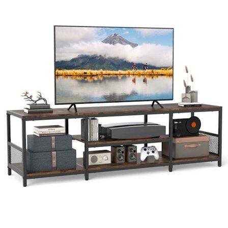 COSTWAY 65" TV-taso avoimilla hyllyillä, 4 lokeroa, 150 x 40 x 45 cm olohuoneeseen, makuuhuoneeseen, ruskea