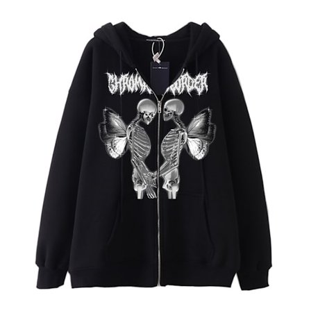 Dam Skelett Zip Up Hoodies Rhinestone Oversized Sweatshirt