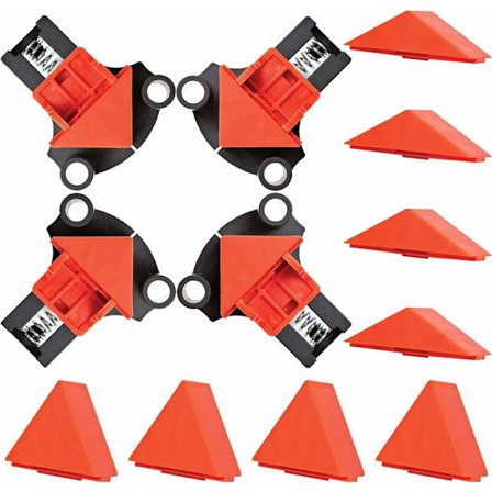 4 Pakke Træbearbejdning Hjørneklemmer - 4 Retvinklede Klemmer Justerbare til 60, 90 og 120 Grader - Hjørneklemmesæt til Boring, Fremstilling af Skabe 