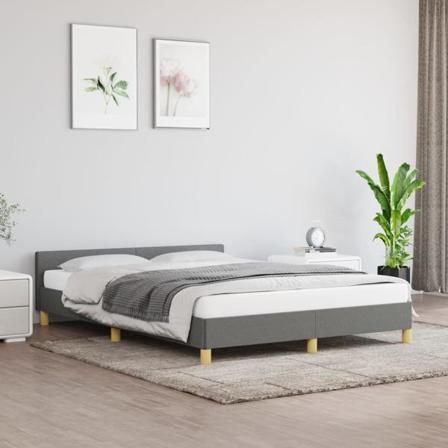 Vidaxl Sängram Med Huvudgavel Mörkgrå 140x190 Cm Tyg Grå