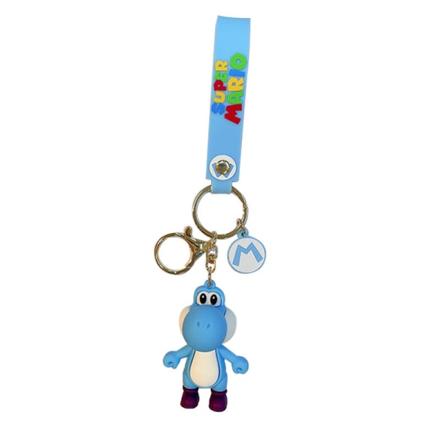 Söt tecknad Super Mario dinosaurie PVC-nyckelring blue