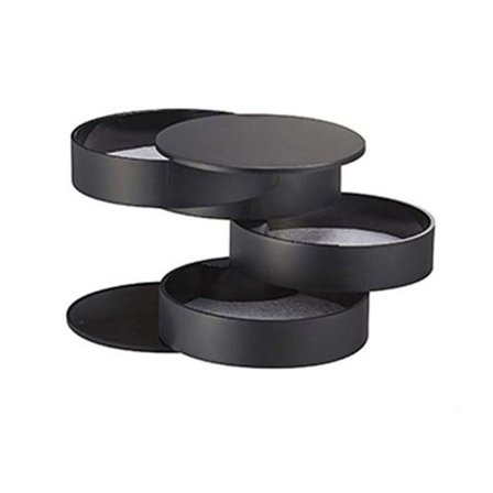 UNIQ Roterbar Rundt Smykkeskrin Organizer Med 4 Rum Sort, Tøj & Bolig, Opbevaring & Organisering, Smykkeskrin