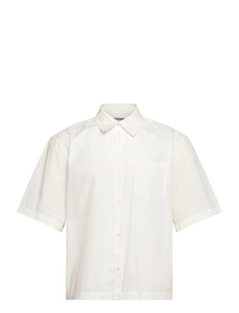 Weekday Relaxed Fit Short-Sleeved Cotton Shirt - White - S