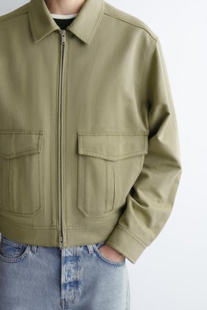 COS Homme Veste Workwear Zippée En Mélange De Coton in Beige