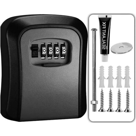 Nøkkelboks Veggmontert, Utendørs Digital Kombinasjonsnøkkellås med Værdeksel, Låsbar Nøkkelboks, Oppbevaring for Ekstranøkkel