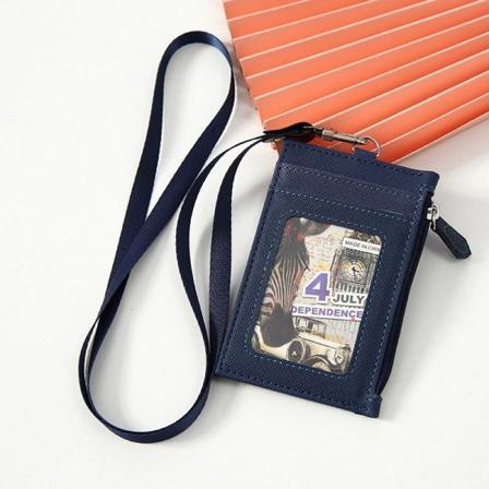 Mini plånbok Badge Holder Bus Card Cover ID-kortshållare med myntficka Navy blue
