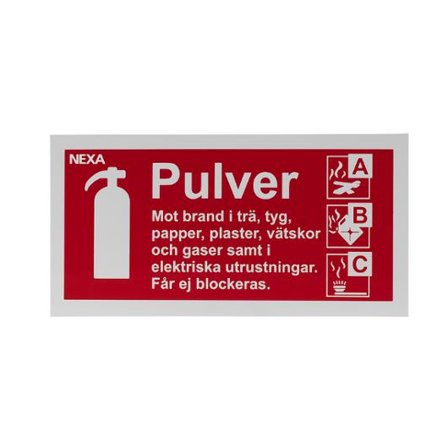 NEXA Skylt Brandsläckare pulver 10x20cm - Lyreco - Skyddsutrustning - Brandskydd och säkerhet - Brandskyltar