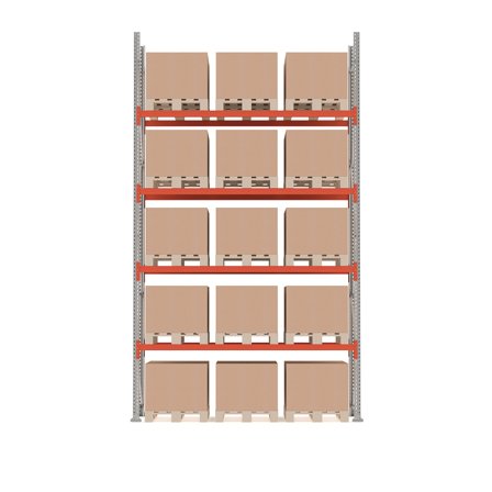Palettenregal ULTIMATE, Grundmodul, 5000 x 2750 x 1100 mm, 15 Paletten à 500 kg