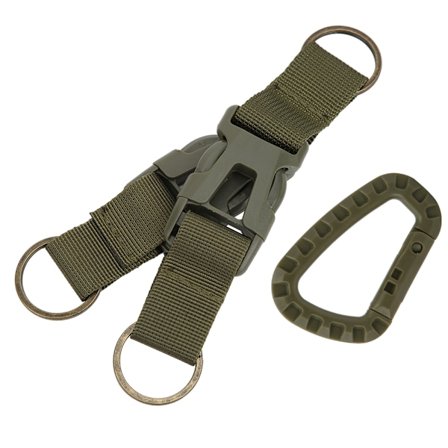 Multifunktionell kombinations tre ringar spänne taktik ryggsäck hängande spänne midjebälte krok (Multifunktionell tre ringar spänne armégrön)