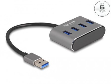 Delock 4 Port USB 5 Gbps Hub Type-A connector USB ports on top