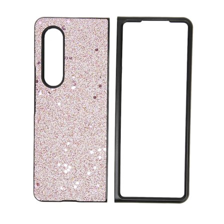 Galaxy Z Fold 3 Bling Glitter Mobilskal Reptåligt Blinkande Rosa Skyddande Fodral
