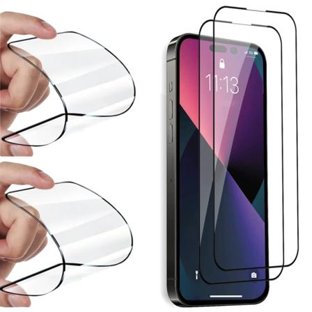 iP 15 Pro Max - 2-Pack Keramiskt Skärmskydd HD 0,3mm Transparent, Svart Ram