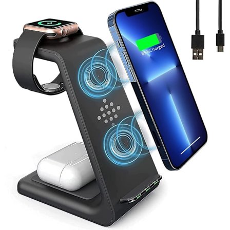 Trådlös laddare, snabb Qi 3-i-1 trådlös laddare för iPhone 14/13/12/11/pro/pro/pro Max/xs Max/xr/8