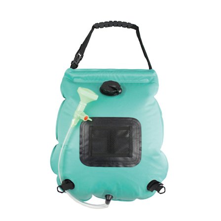20L Soldriven Portabel Duschväska med Avtagbar Slang och Omkopplingsbart Duschmunstycke, Ljusblå