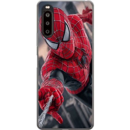 Yhteensopiva Puhelinkuori Sony Sony Xperia 10 II Dynaaminen Spider-Man-kuvaus toimintanäkökulmasta, supervoimien teema liikkeen energialla ja elokuv