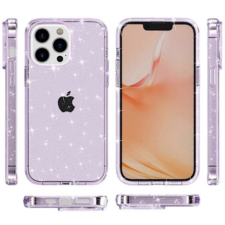 för iPhone 15 Pro Max/15 Ultra Skal Klar Glitter, Bling Glittrande Hårt PC-skydd för Kvinnor Flickor, Transparent Skyddsskal 15 Pro Max/15 Ultra