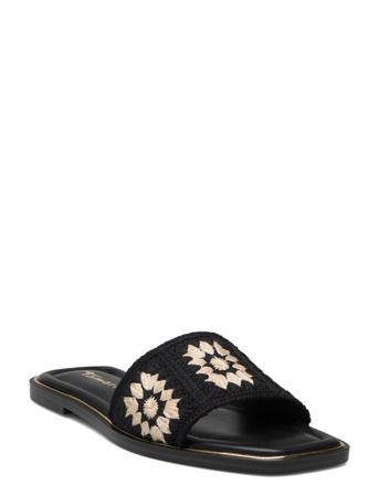 Women Slides Shoes Summer Shoes Flat Sandals Svart Tamaris*Betinget Tilbud