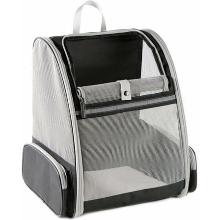 Hunde- og kattetransporttaske, sammenklappelig åndbar mesh-rygsæk til kæledyr med metalstruktur, hundetransporttaske med aftagelig plysmadras op til 