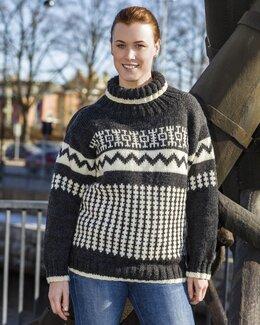 Strikkeopskrift Unisex sweater med mønster - Järbo