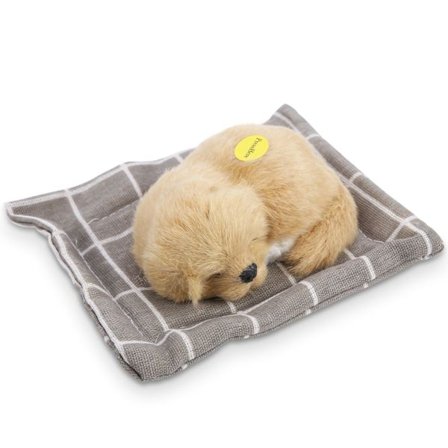 Härlig Simulation Djur Plysch Sovande Hund Gosedjur Med Ljud Ler Vit