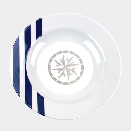 Diepe melamine borden Couleur Mer Marina, wit/blauw, Ø20 cm, 6-pack