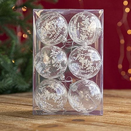 6 kpl Joulupallot Joulukuusen riippuvat koristeet Kodin joulujuhlakoristepallot (läpinäkyvä) Aakkoset