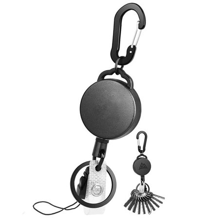 Utdragbar nyckelring med karbinhake och stålvajer