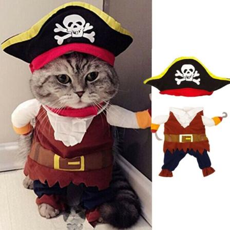 Kjæledyr Hund Katt Halloween Kostyme Klær Pirat Cosplay Funny Fancy XL
