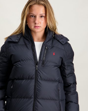 Polo Ralph Lauren Ripstop Down Hooded Jacket Musta Takit Tytöt - Kids Brand Store