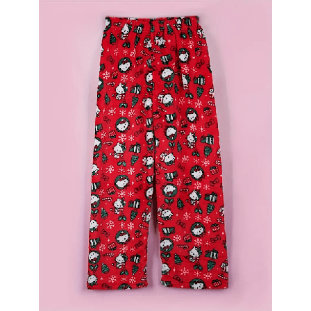 Tegneserie KT katt pyjamas tykke damer høst og vinter pluss fløyel varm fritid hjemme graffiti flanellbukser