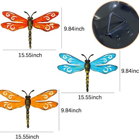 Metal libellervægdekoration udendørs havehegnskunst, hængende