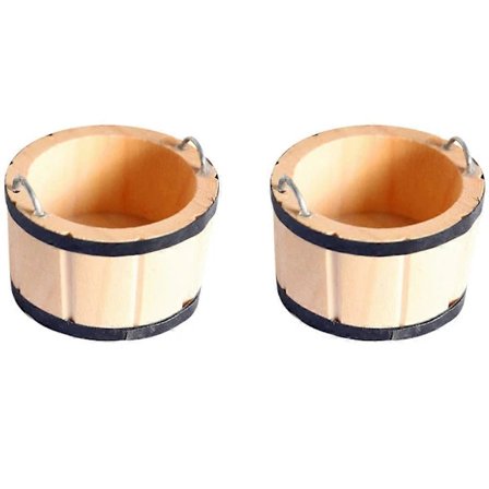 2 stk. Miniatur Rustikke Træfade Miniatur Træspand med Håndtag Legetøj til Børn Lader som om Leg