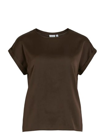 Viellette S/S Satin Top - Noos Brown Vila