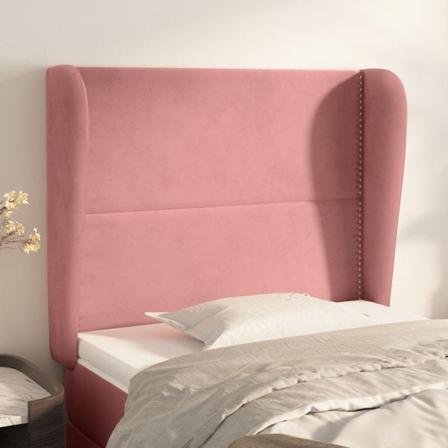 Vidaxl Huvudgavel Med Kanter Rosa 103x23x118/128 Cm Sammet Rosa