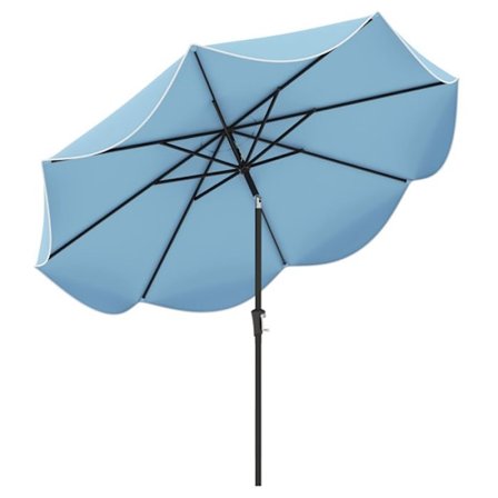 COSTWAY Parasol för Trädgård Lutande φ280 x 245 cm, med Dubbel Tak och Vev, 8 Spännen för Trädgård, Patio och Pool, Marin