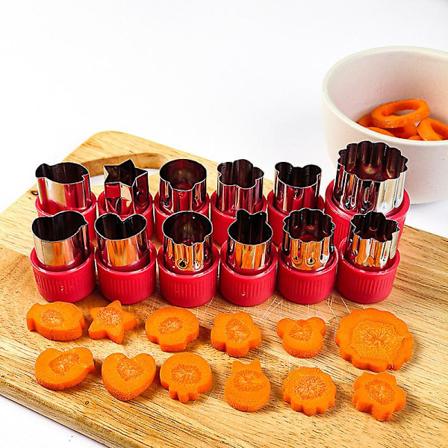 12 st/set grönsaksskärare former set DIY kakskärare blomma för barn formade godsaker mat frukt skärare mögel köksredskap(röd)