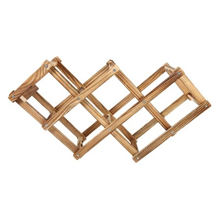 Foldbar Vinreol i Træ Flaskeholder Opbevaring Hjemmebar Indretning Display Hylde Til 6 Flasker