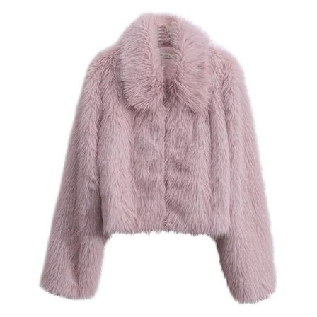 Dame Faux Fur Zip-Up Cropped Jakke Langærmet Varm Vinterfrakke