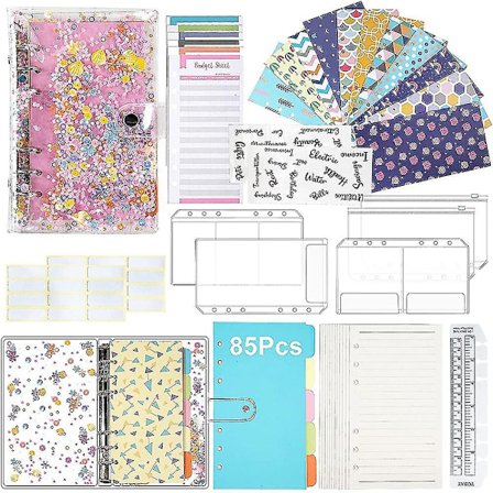 Klar PVC A6 Budget Binder Notesbog Cover, Kontantkonvolutlommer, 6-rings Binder Budgetark Til Ho
