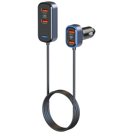 6-i-1 Usb-billaddare Med Pd/qc 3.0 Snabbladdning Svart/blå