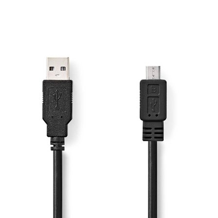 USB-kabel | USB 2.0 | USB-A Han | USB Micro-B han | 480 Mbps | Nikkelplateret | 3.00 m | Runde | PVC | Sort | Box