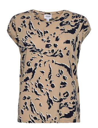 Vmava Plain Ss Top Aop Ga Color Beige Vero Moda